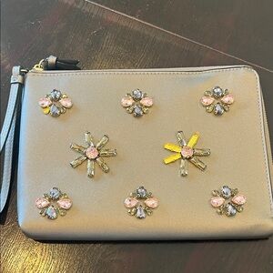 Kate Laudnry Embellished Gray Clutch